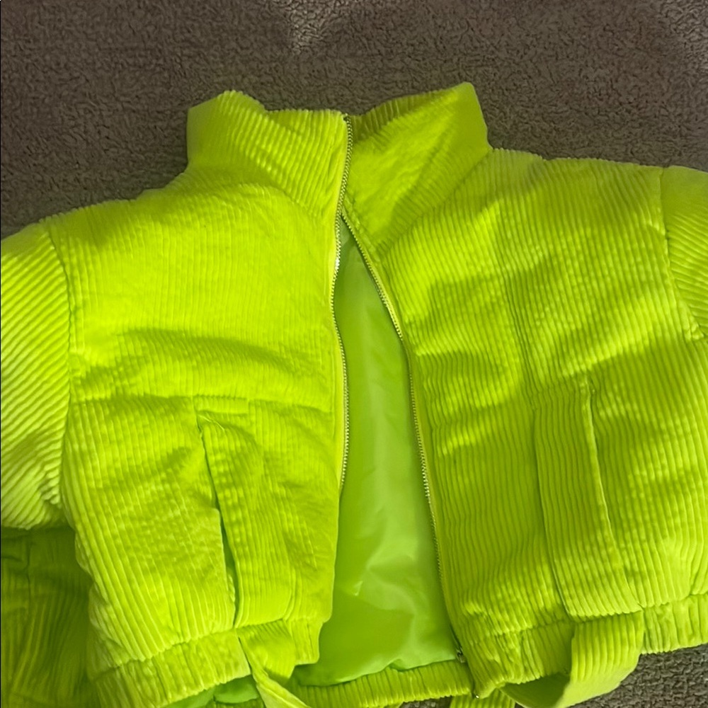 Lime green crop coat